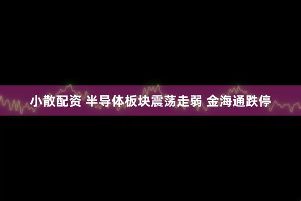 小散配资 半导体板块震荡走弱 金海通跌停