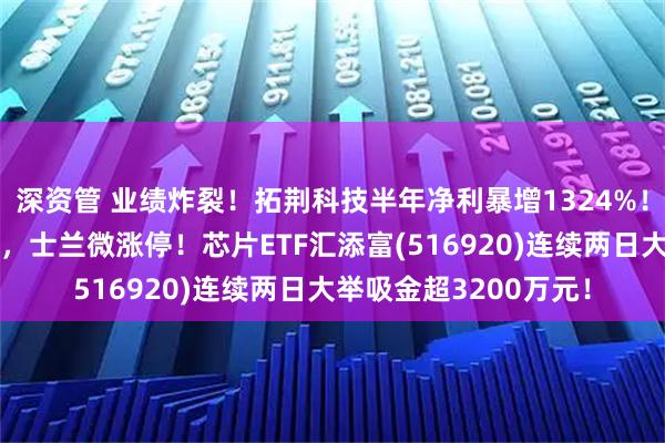 深资管 业绩炸裂！拓荆科技半年净利暴增1324%！功率半导体概念爆发，士兰微涨停！芯片ETF汇添富(516920)连续两日大举吸金超3200万元！